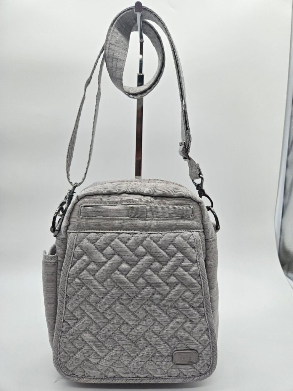 Lug Flapper Gray Nylon Convertible Crossbody Belt Bag Live Laugh Love